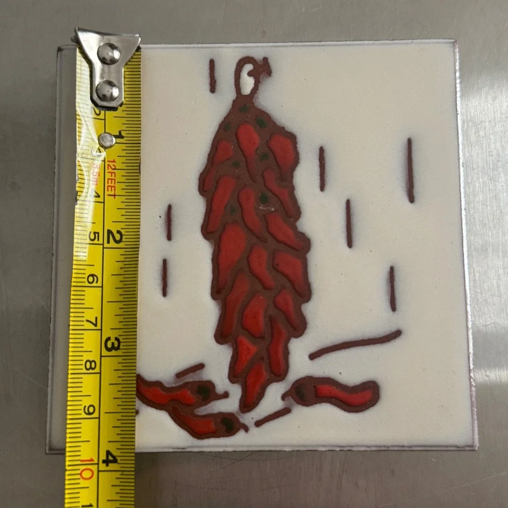 Vintage Italian Cottoveneto Red‎ Chili Pepper Ceramic Tile Coaster Set of 4